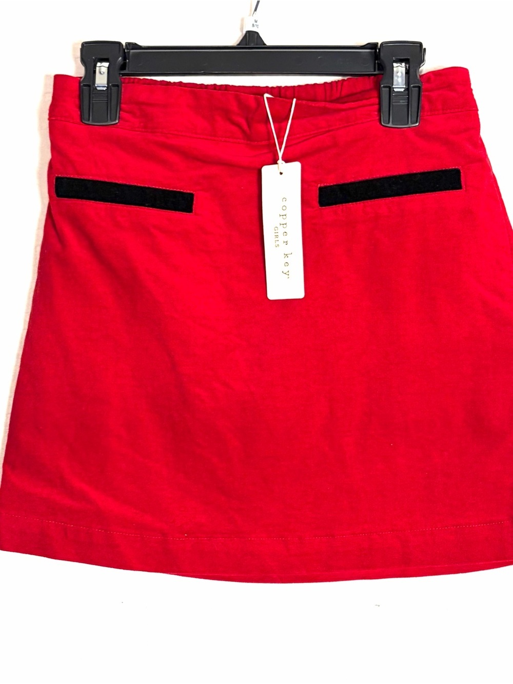 NEW Copper Key Girls Red Velvet Skirt Size M 8-10 Black Trim Lined Christmas